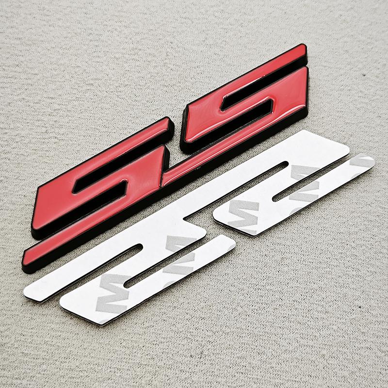 3D Metal Car Styling Red Black Logo SS Sticker Emblem Rear Trunk Badge For Chevrolet Camaro Chevelle Impala Malibu Accessories
