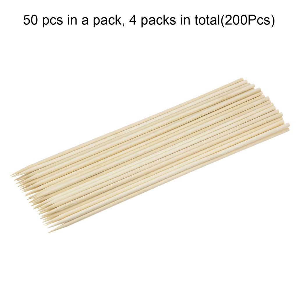 Uxcell 200-Piece Bamboo Skewers, 12" 5mm Diameter, Natural Wood Cocktail Picks for BBQ, Appetizers, Grilling, and Fruit