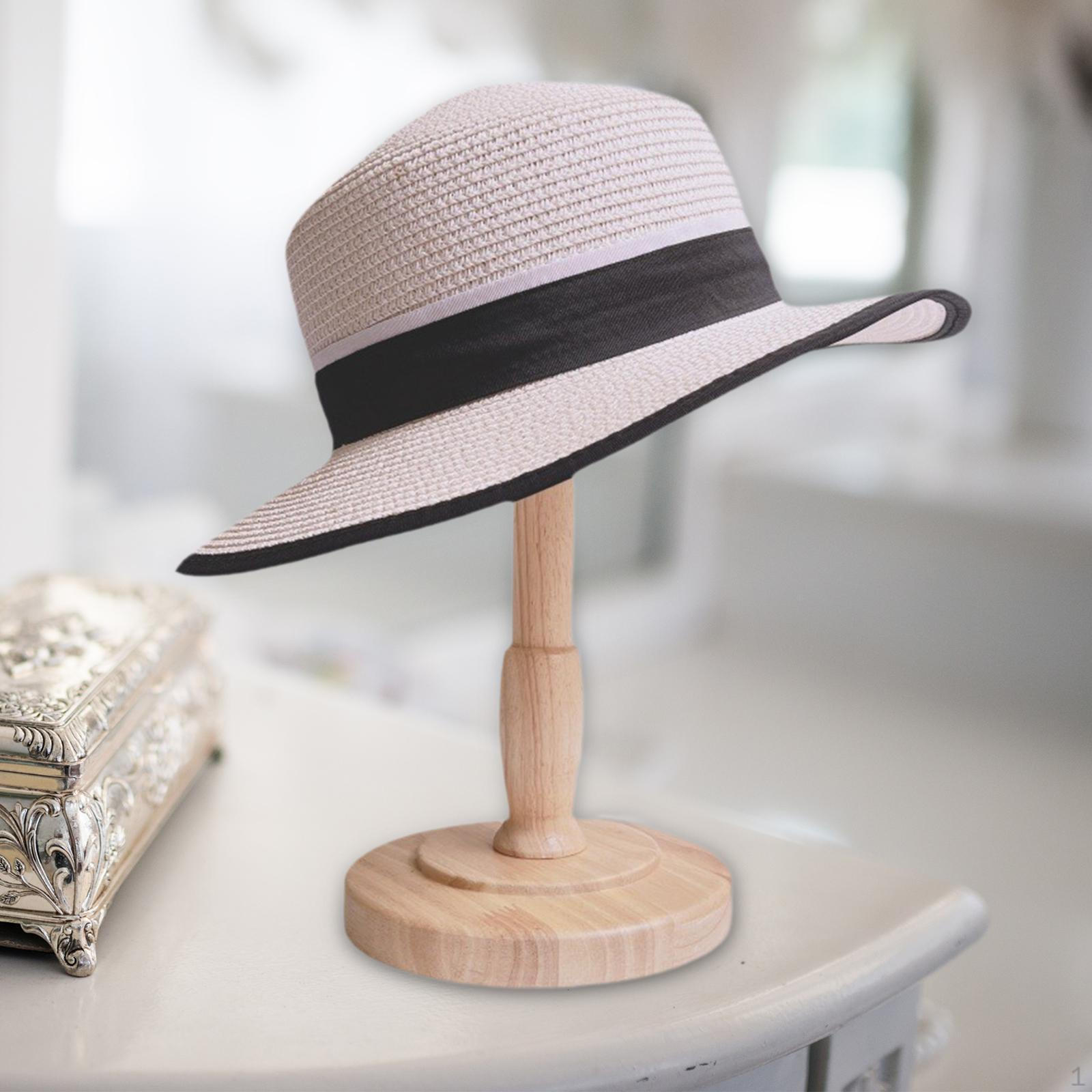 

Стойка для шляп с деревянной основой, держатель для шляп, парик бежевый