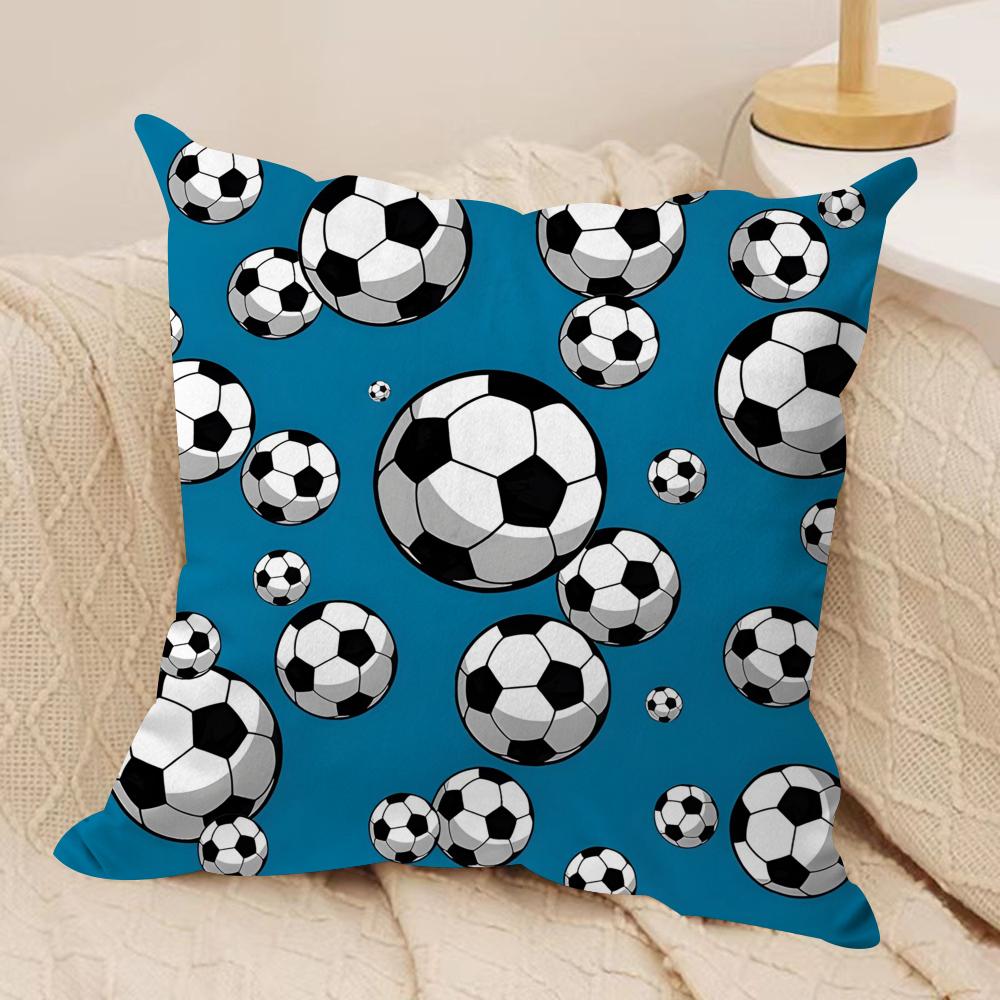 Classic Football Cushion Cover Soft Plush Fabric Double-Sided Printed Sofa Cushion Cover for All Seasons Home Decor Gift