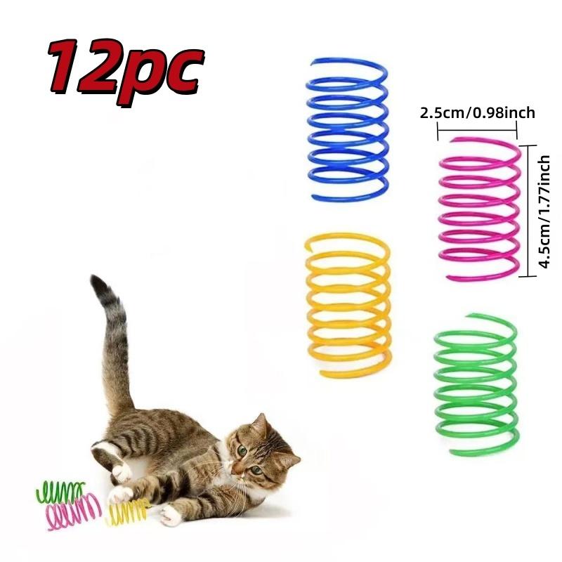 

Colorful cat spring toy - suitable for indoor cats and kittens to play, chase, bite - interactive and rich toys, safe plastic
