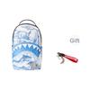 Sprayground X Metropolitan Museum Of Art Collaboration Shark Logo Blue And White Oil Painting Backpack Unisex Backpack Light-Blue W1045739