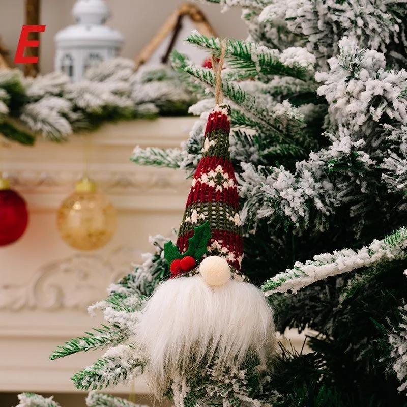 Christmas Decoration Holiday Knitted Hat with Light No Face Doll Pendant Atmosphere Decoration Glow Old Man Small Doll Pendant