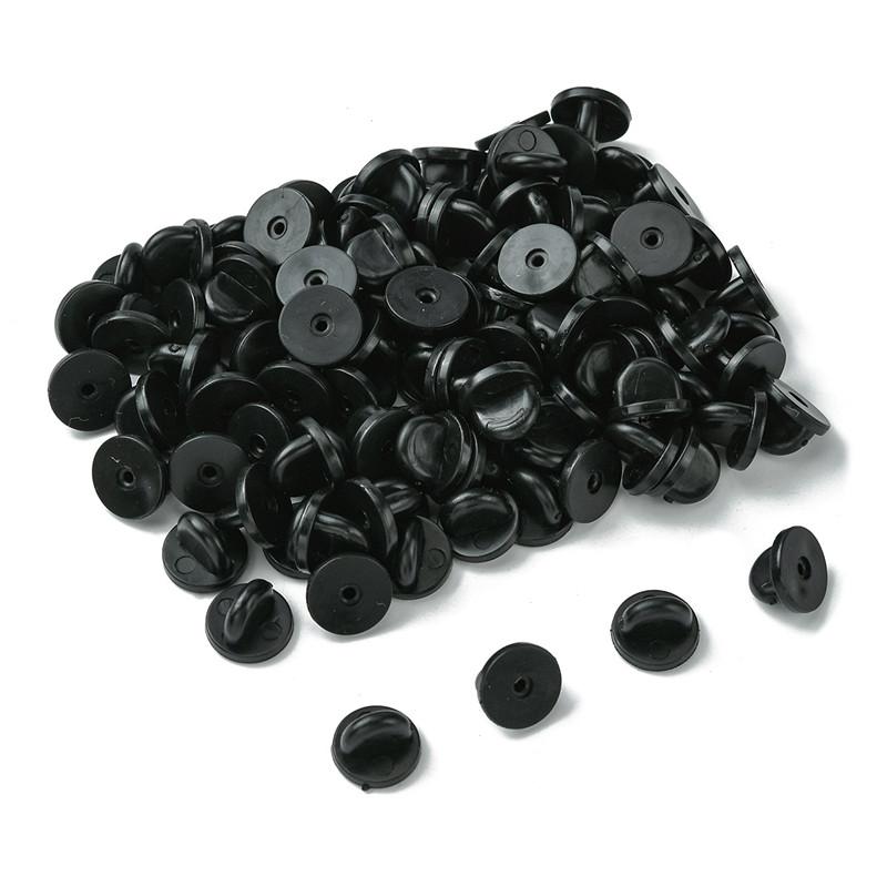 50/100/500Pcs Black Rubber Locking Pin Back Butterfly Clasp Clutch Squeeze Brooch Badge Holder For DIY Jewelry Craft Accessories