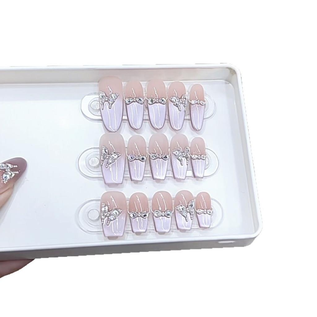 Handgewebter Rüstungs-Schmetterling Dreidimensionaler Zirkon Diamant Schleife Katzenaugen-Stil High-End Reines Temperament Nagelsticker