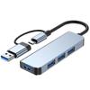 Adaptateur usb-c 4 en 1 - booling - hub dock station - aluminium - 1 usb 3.0 - 3 usb 2.0