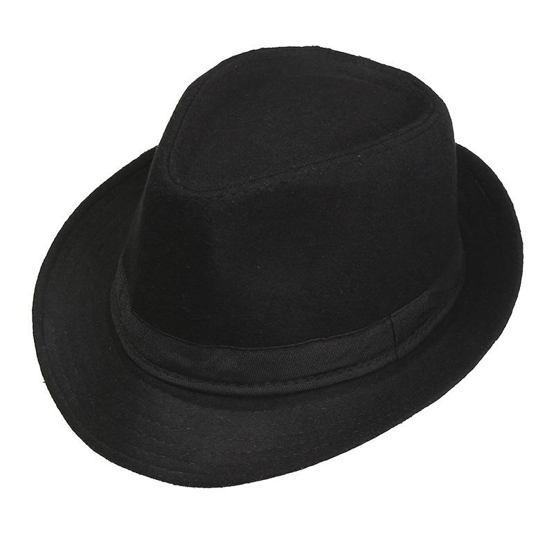 New Men'S Casual British Jazz Hat Black Wool Top Hat Stage Performance Hat