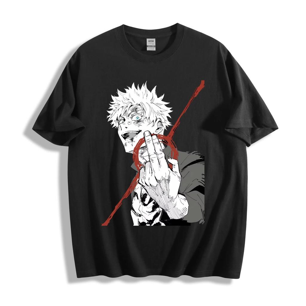 T-Shirt Jujutsu Kaisen Gojo Satoru - Design Energia Capelli Bianchi Maglietta Unisex
