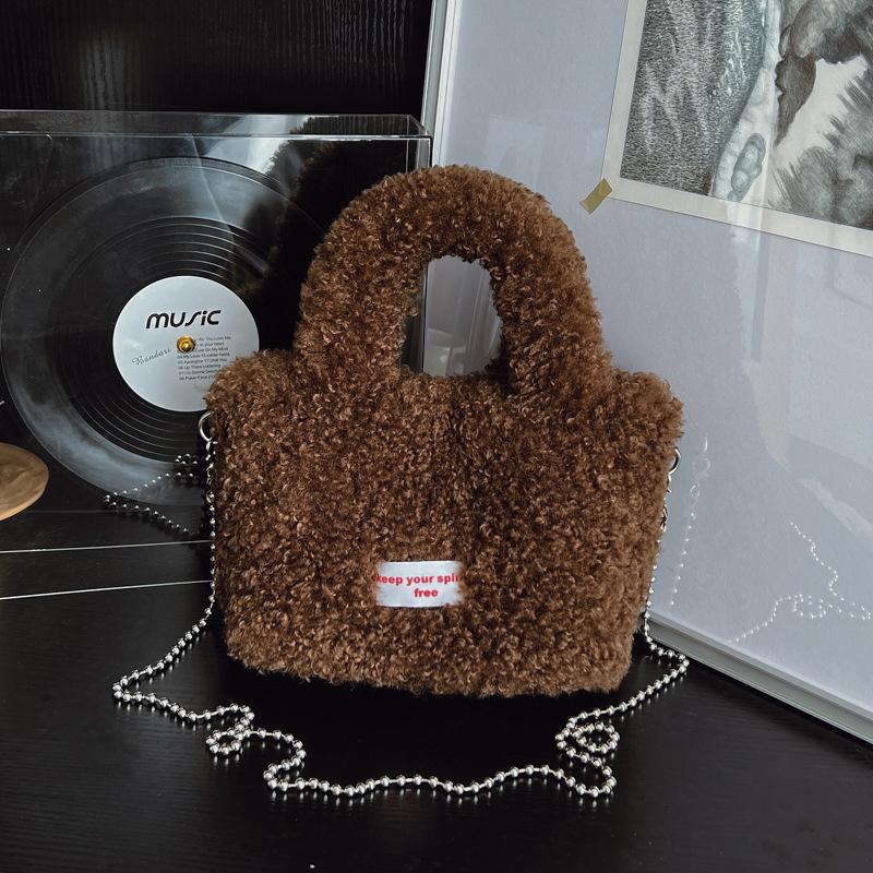 Casual Commuter Plush Crossbody Bag  Cute Korean Handbag Autumn And Winter Bucket Bag For Women Birthday Gifts
