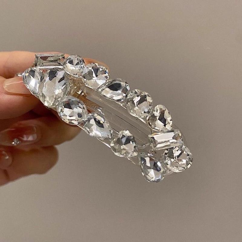 2pcs New Style Opal Stone Water Diamond Hair Clip for Women; Fragile Bangs Clip; Sweet and Cool Duckbill Clip; Head Accessories