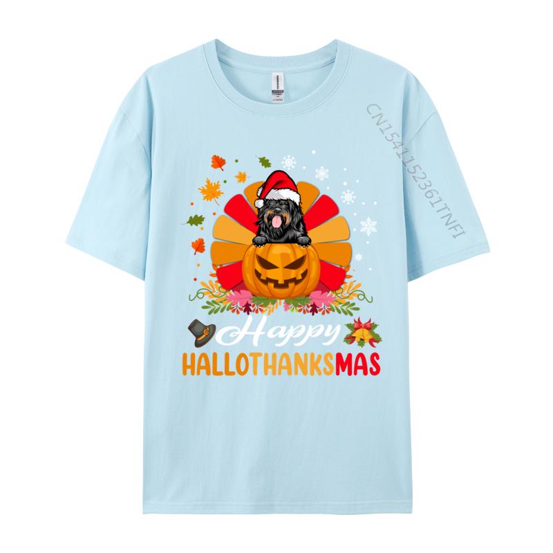 Portuguese Water Dog Hallothanksmas Halloween Fall Christmas T Shirts For Men Short Sleeve Tops Designs Tees Pure Cotton