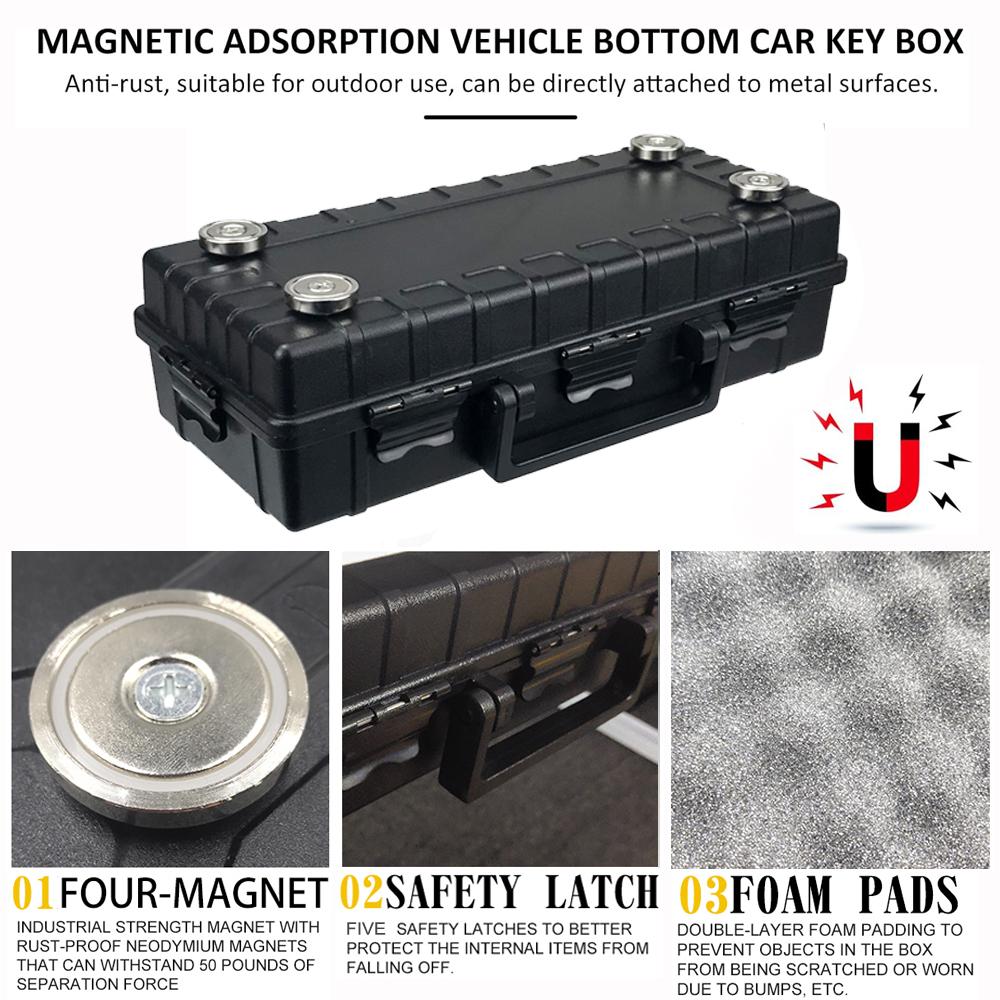 Magnetický držák na klíče pod auto Skrytá schránka na klíče se silným magnetem Vodotěsný magnetický skrýš na klíče Nerezová magnetická úložná schránka