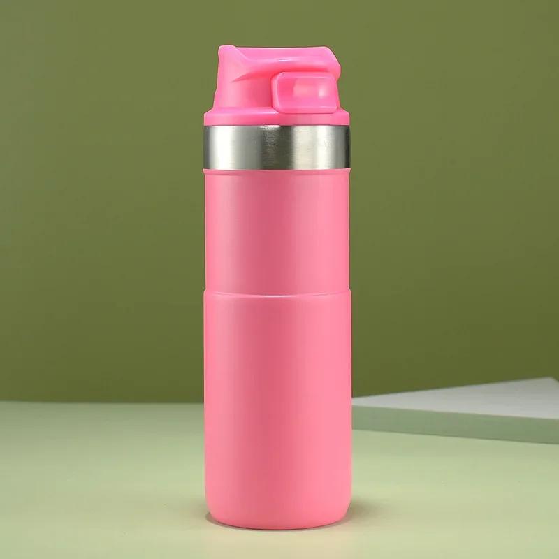 

500ml Simple 304 Stainless Steel Insulated Bottle Double-layer Vacuum Straight Cup Outdoor Portable Straight Drinking Bamboo Cup 500ml розы красного