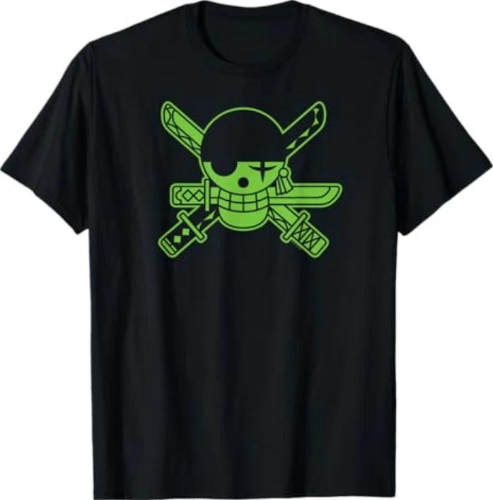 One Piece Anime Green Roronoa Zoro Jolly Roger TShirt S