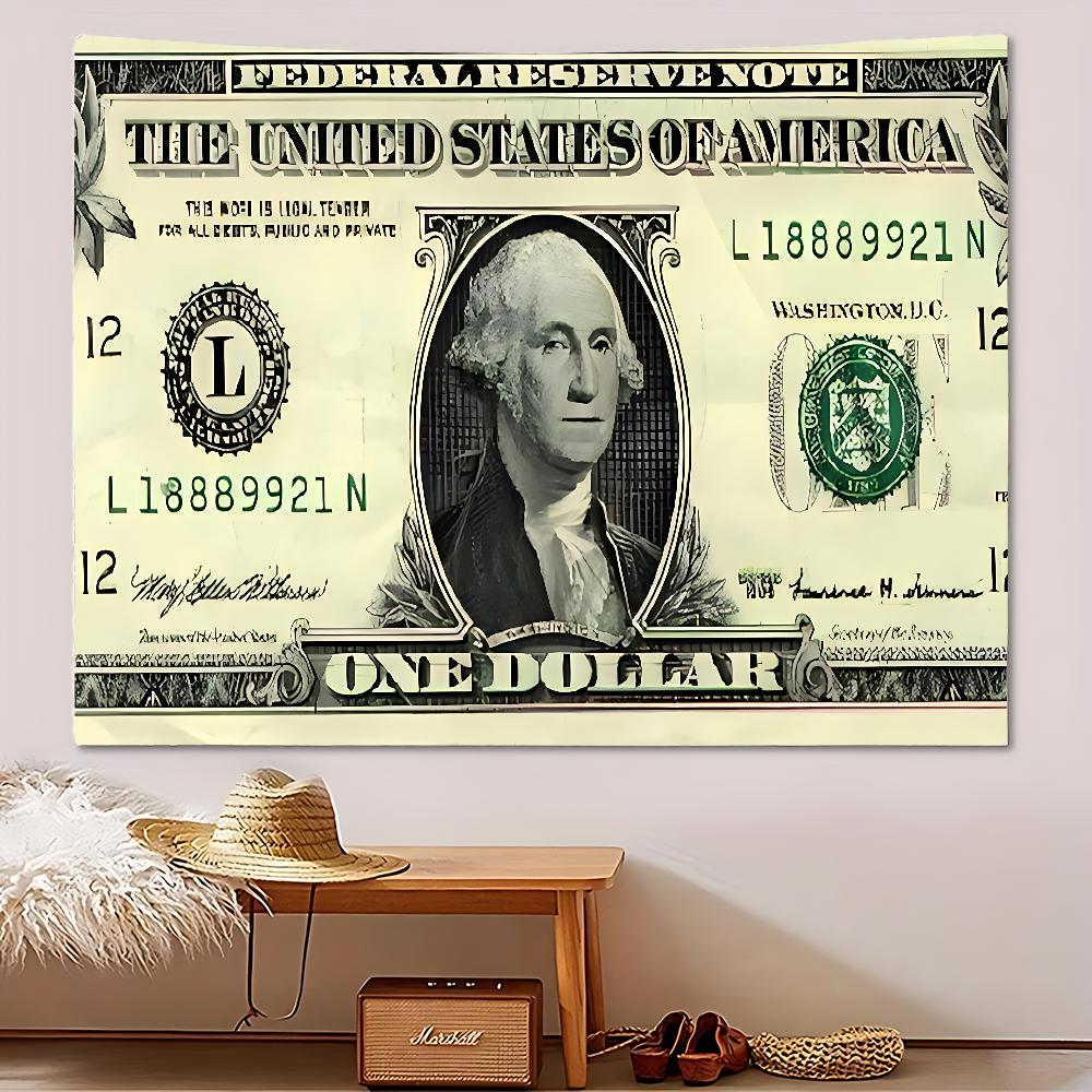 VIKAMA US Dollar Storm Tapestry Dollar Stacking Design Waterproof Living Room Study Room Decoration