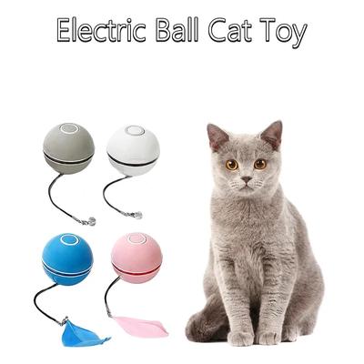 Automatic Smart Cat Toys Ball Interactive Catnip USB Rechargeable Self Rotating Colorful LED Feather Bells Toys for Cats Kitten