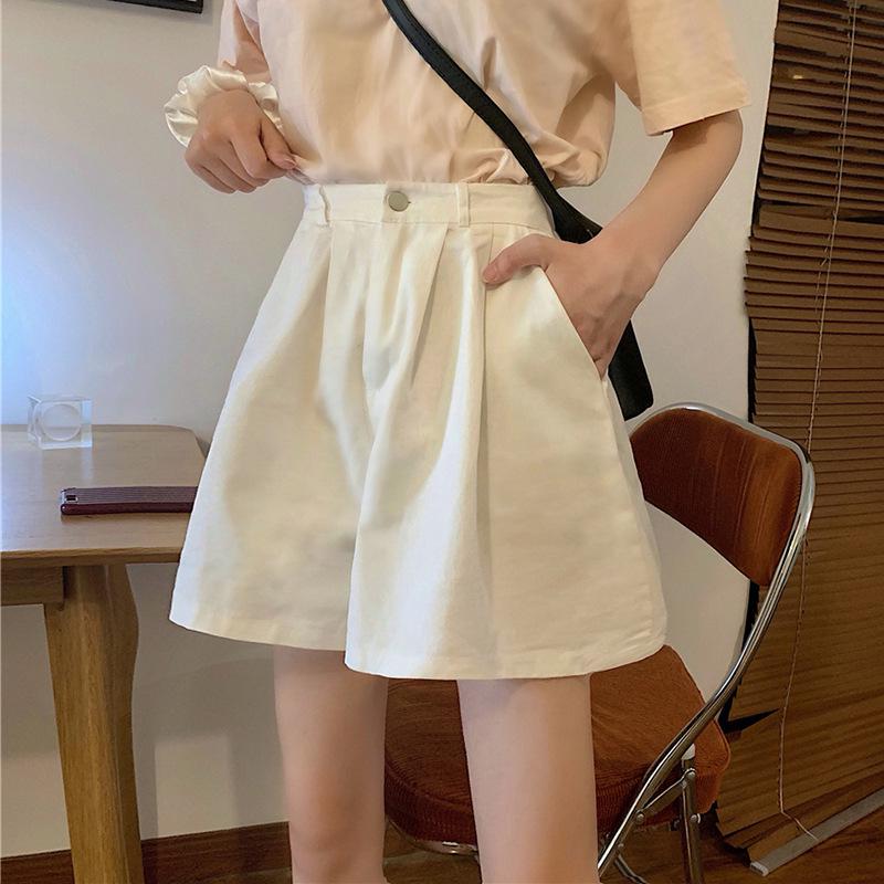 

Лето 2023 Плюс Сайз Шорты А-силуэта с высокой посадкой в повседневном стиле. XL белый