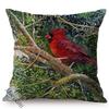 Spring Colorful Home Decoration Cushion Cover Cardinal Bird Style Water Color Art Cotton Linen Square Sofa Throw Pillow Case