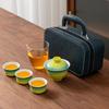 Portable Ceramic Travel Tea Set - Rivers & Mountains Green