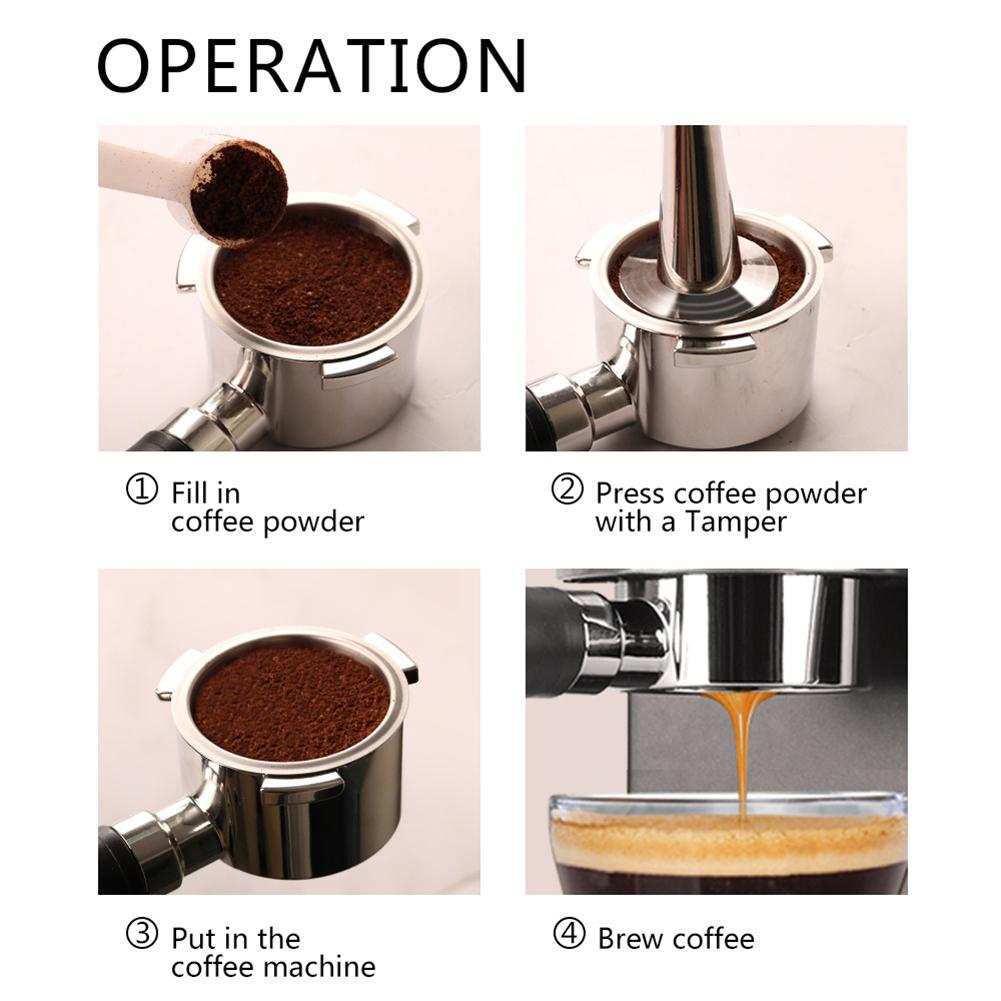 Bottomless Coffee Portafilter With Stainless Steel Basket Filter Screen ABS Handle For Espresso Machines Replacement Parts