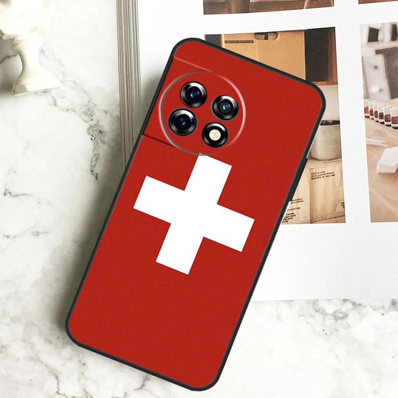 Switzerland Swiss Flag Case For OnePlus 11 12 12R 9 10 Pro 10R 9R 8T 10T Nord CE 2 3 Lite 2T N10 N20 N30 CE4 Cover
