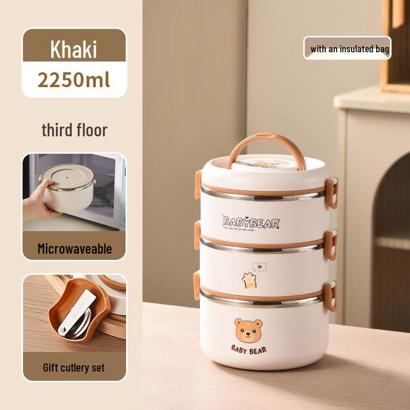 

ZISIZ 3-Layer Insulated Lunch Box with Bear Design