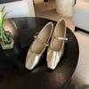 Temperament small square head pleated word with shallow mouth Mary Jane bag head half slippers female summer