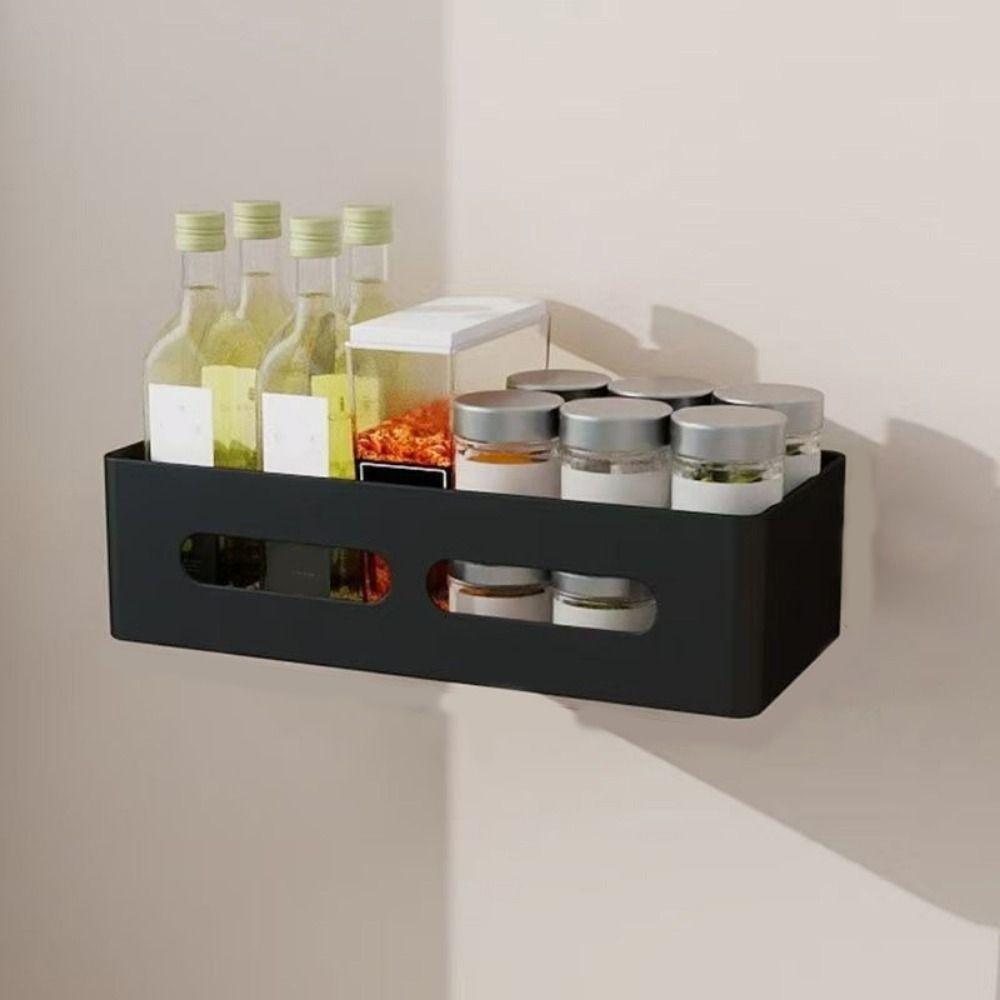 Carbon Steel Refrigerator Magnetic Shelf Punch Free Kitchen Storage Shelves Kitchen