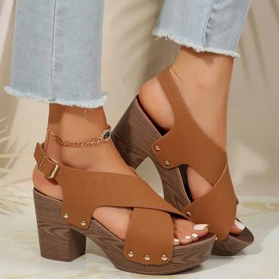 Fashion Ladies Shoes 2024 High Quality Open Toe Women Sandals Summer Rome Buckle Solid Outdoor Platform Chunky Heels Large Size Sandals