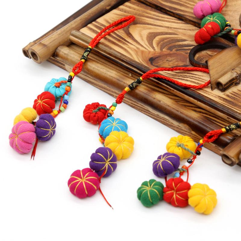 1Pc Keyring Colorful Pendant DIY Jewelry Boho Style Charms Pumpkin Shape Keychains Bag