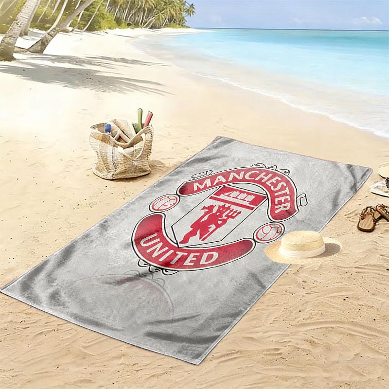 Round MUFC Rug Print Beach Towel, Large Soft Quick Dry Towel for Beach Camping Swimming