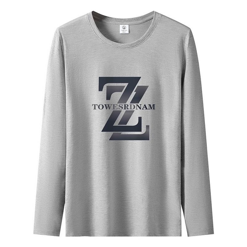 

Футболка с узором Double Z большого размера для мужчин с длинными рукавами из чистого хлопка, повседневный мужской свитер S-5XL S светло-серый