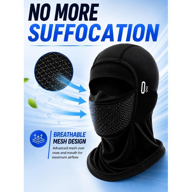 Cooling Breathable Balaclava Face Mask Men Black | Ice Silk, Summer Ski Mask, Motorcycle, Work, Cycling
