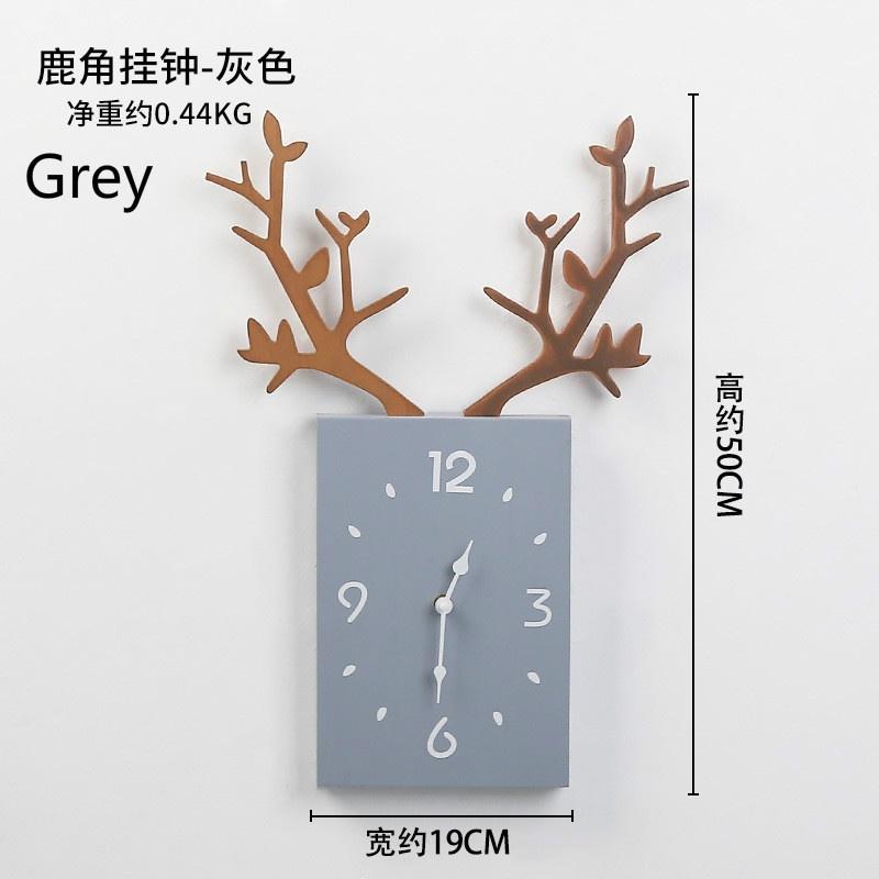 Nordic Minimalist Creative Antlers Wooden Clocks Home Living Room Room Wall Decoration Square Wall C