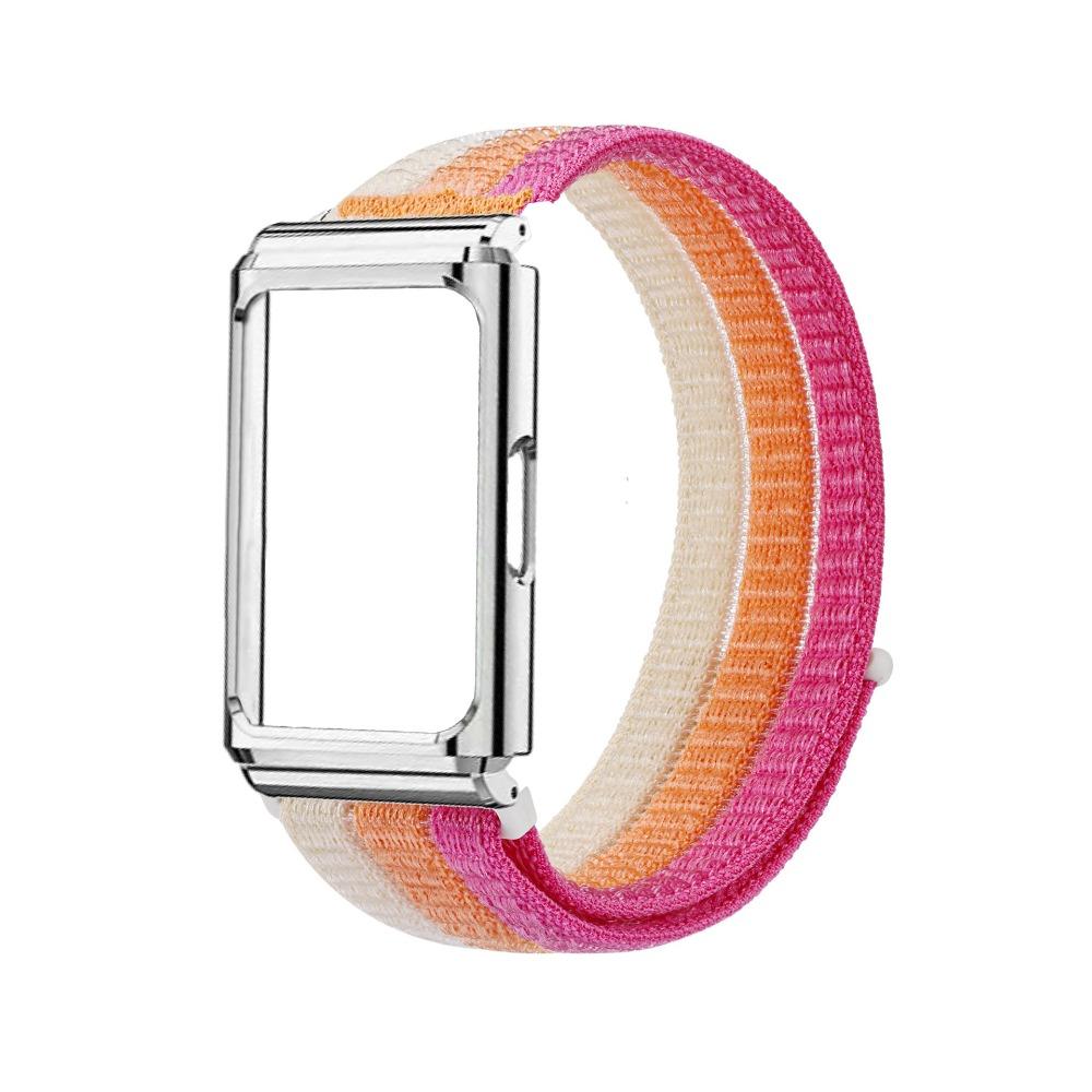 

Nylon Strap + Metal Protective Case for Huawei Watch Fit 11 Pro - Breathable Adjustable Replacement Band with Full Coverage Frame рожевий/помаранчевий