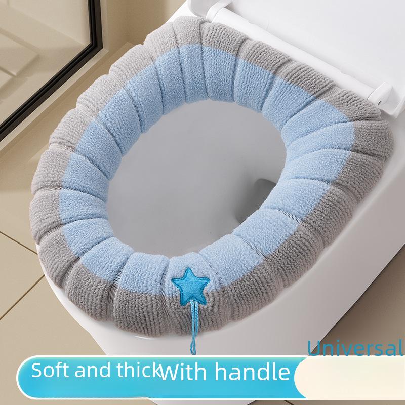 Pletený polštář na toaletní sedátko ve tvaru O s kresleným motivem - silný, pratelný potah