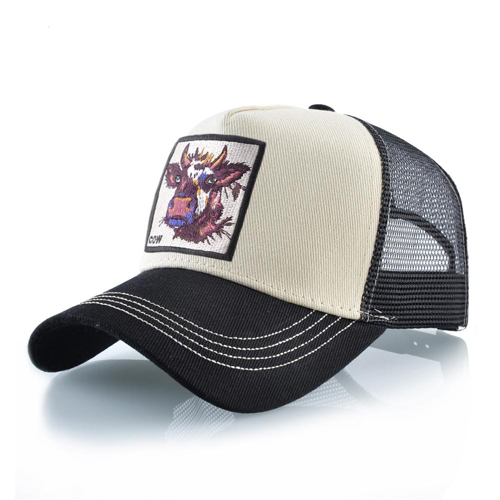 Atmungsaktive Mesh Baseball Cap Männer Neue Mode Trucker Caps Frauen Snapback Hip Hop Knochen Casquette Mit Kuh Patch Vier Saison hüte
