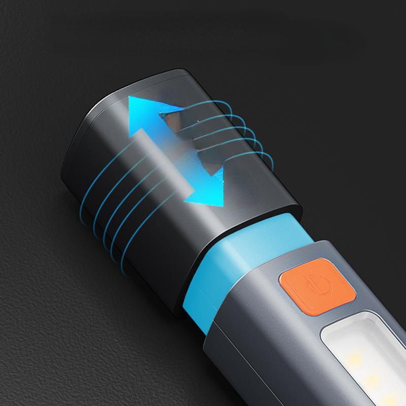 Outdoor Flashlight Portable Strong Light Variable Focus with Floodlight Side Lights Home Long Range Emergency Lamp Tools