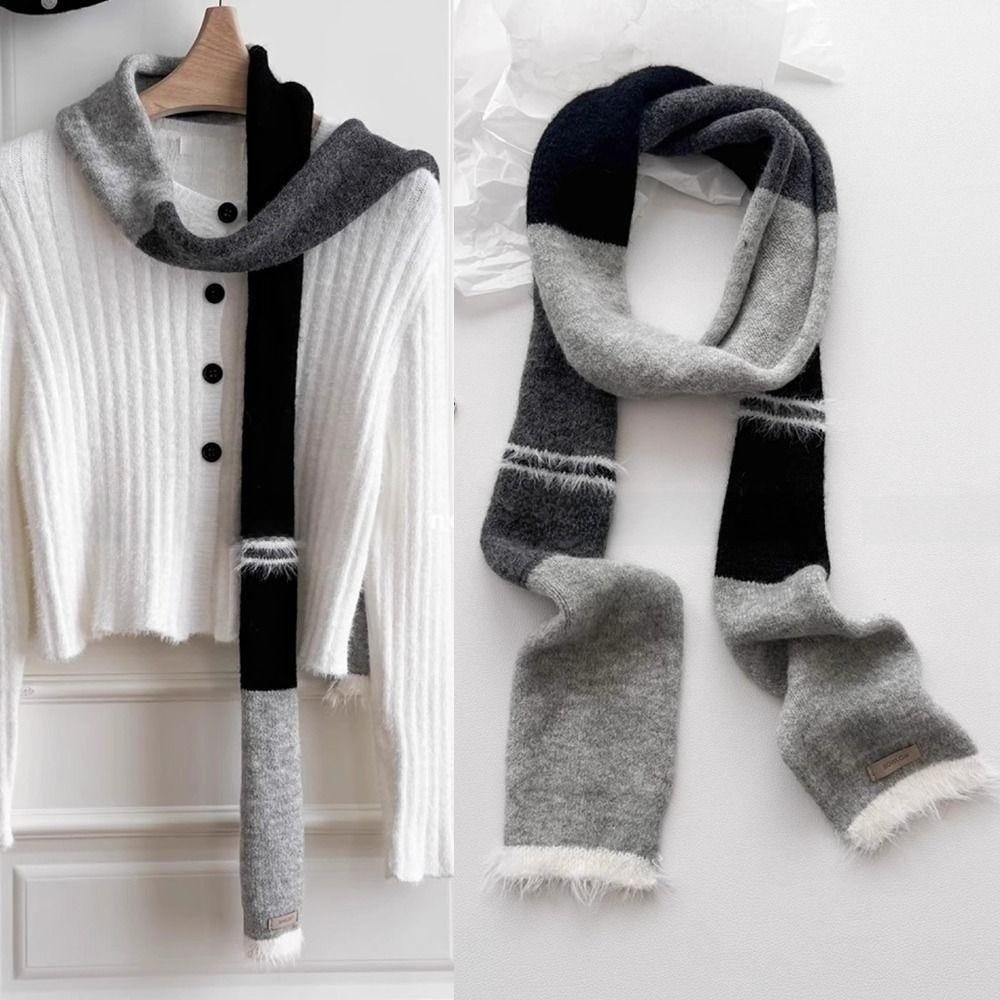 Knitted Wool Assorted Colors Scarf Warm Neck Scarves Plush Long Narrow Scarves Autumn Winter