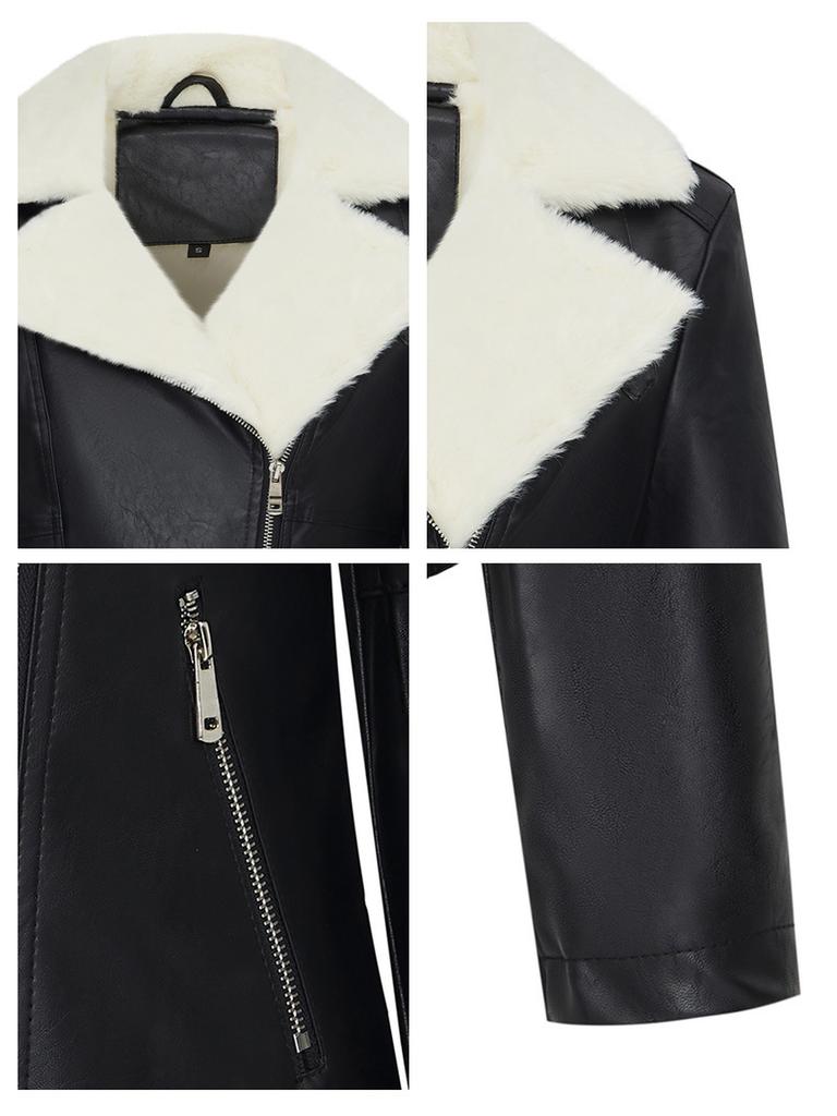Winter Fashion Overcoat Thick Fur One-Piece Large Size Jacket Women's Leather Coat Custom