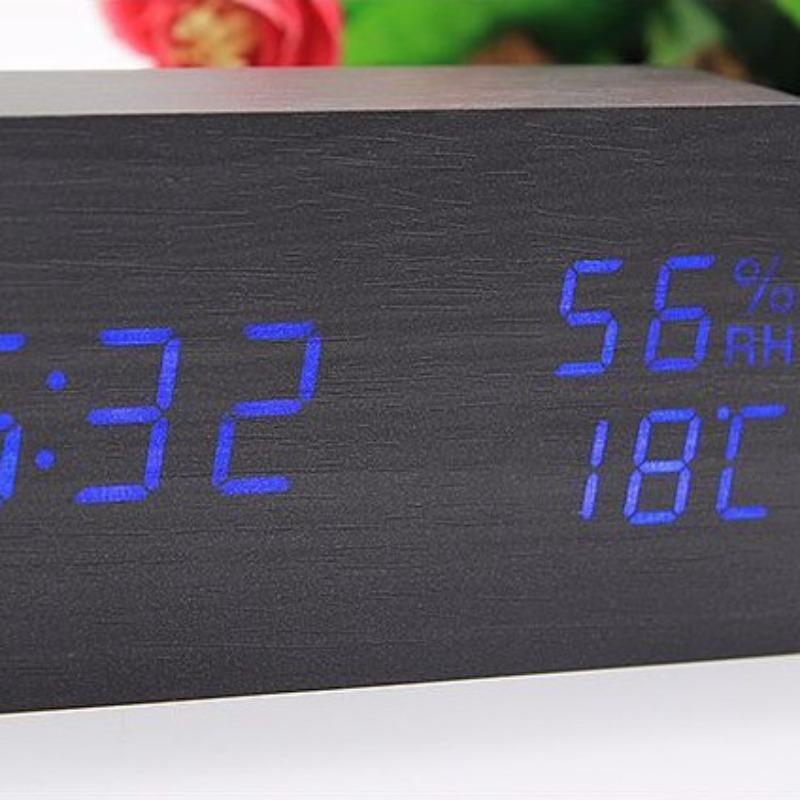 

Креативные цифровые деревянные часы Электронные часы Умный прикроватный будильник Бесшумный измеритель температуры и влажности Настольные студенческие электронные часы