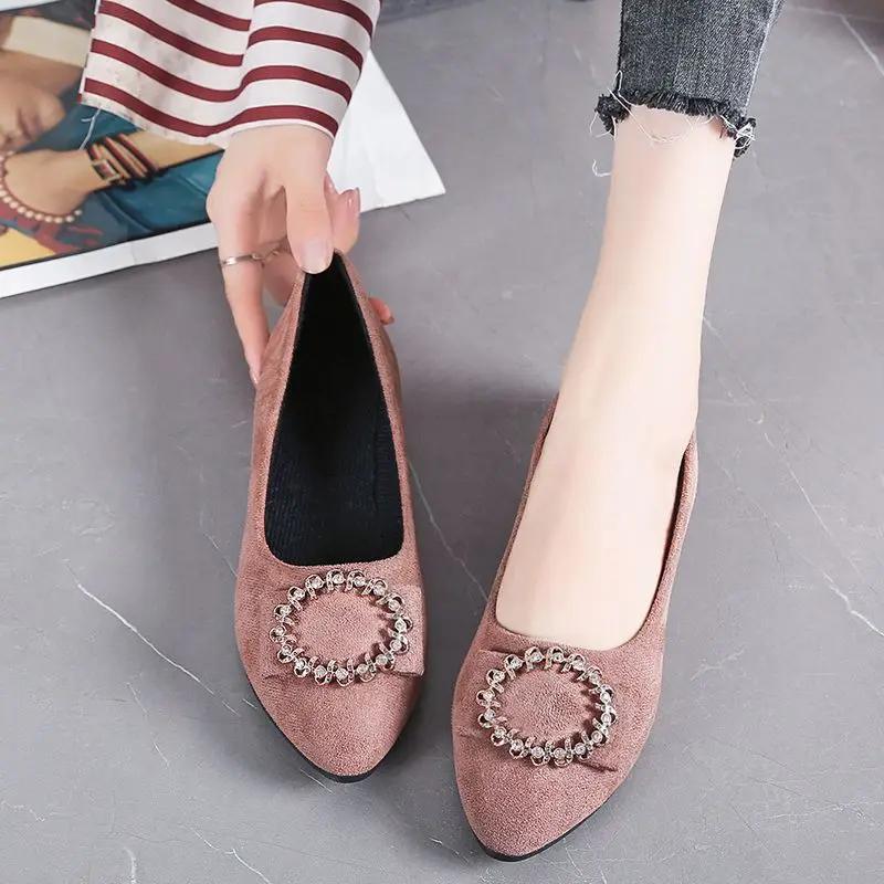 Fashion Low Heel Elegant Ladies Pumps Pointed Toe Square Heels Women's Shoes Casual on Promotion Footwear Slip Shoe Chic Point Sale 39