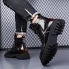 Men High Top Boots PU Thick Sole Low Heel Trendy Ankle Boots Business Casual Men Boots