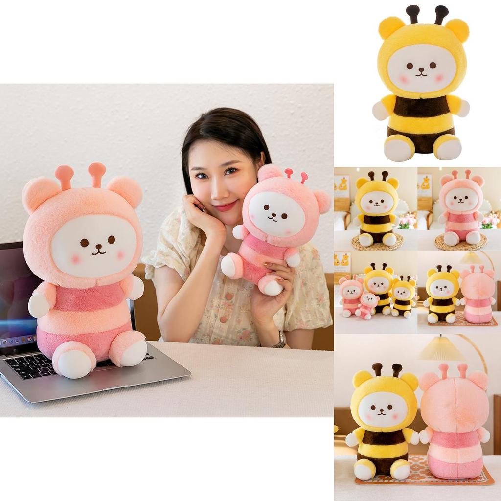 Adorable Cartoon Bee Bear Plush Toy Soft Stuffed Animal For Girls Birthday Gift