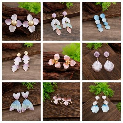 New Enamel Geometric Flower Stud Earrings Women's Fashion Simple Irregular Flower Summer Versatile Earrings