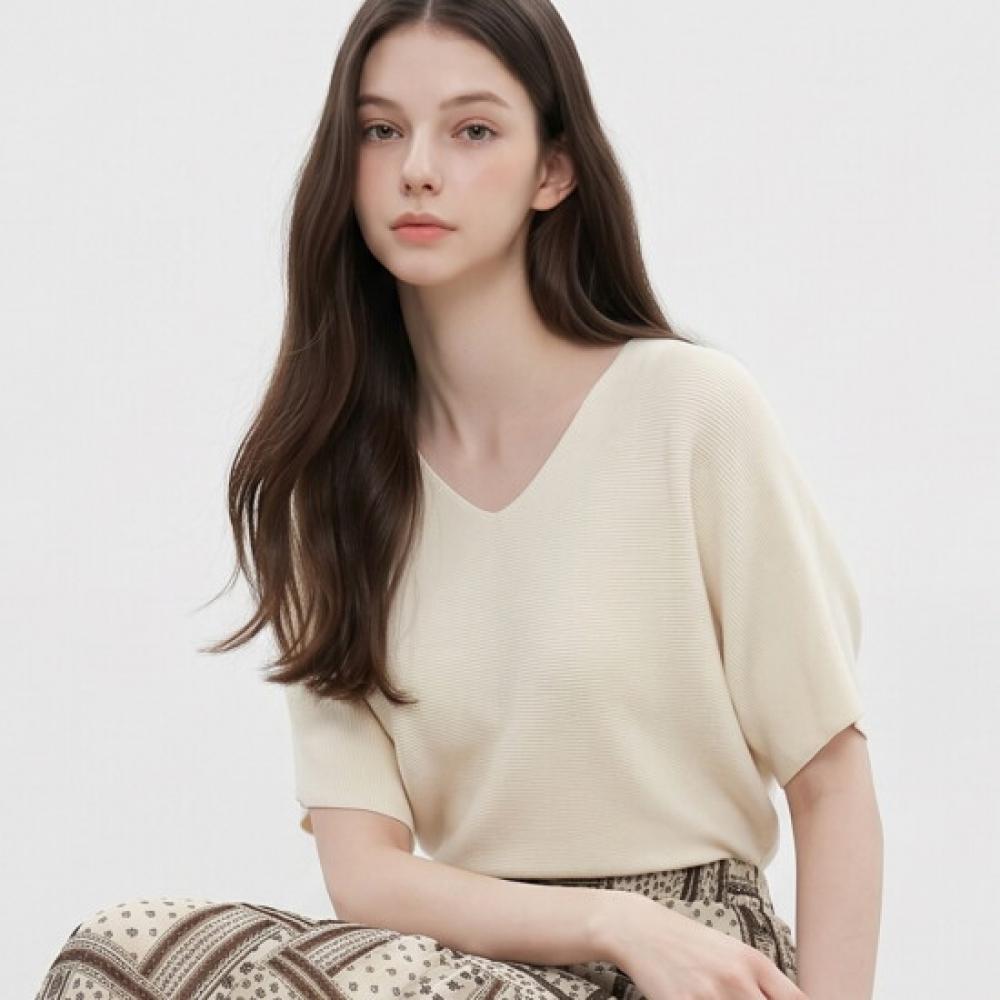 Karra Summer V Neck Dolman Rib Knit A6m0622