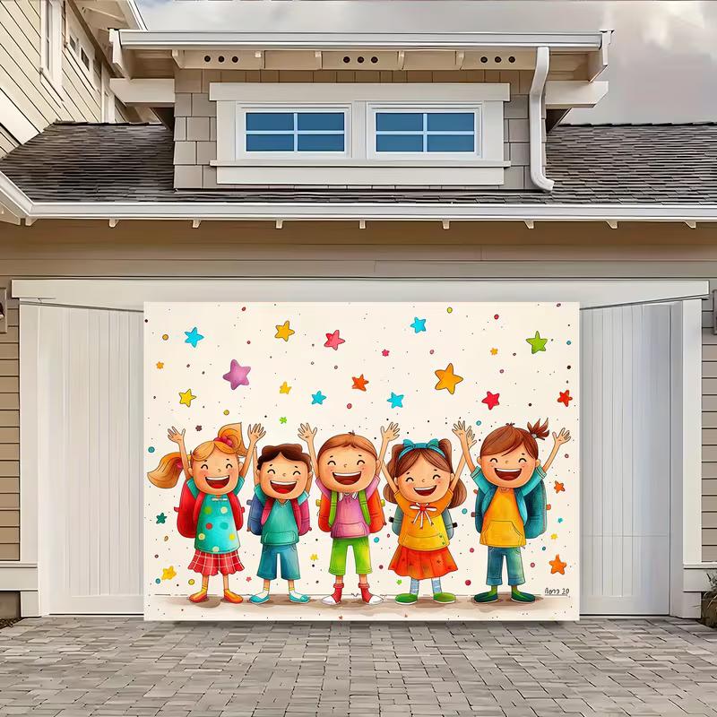 2D Whimsical Happy Students Backdrop for Back to School Events