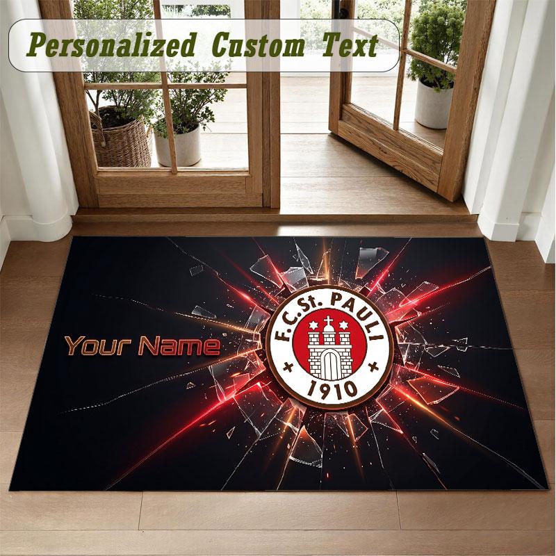 Crystal Velvet Square Rug Custom NameFC St. Pauli Pattern Non Slip Home Floor Decor Rug
