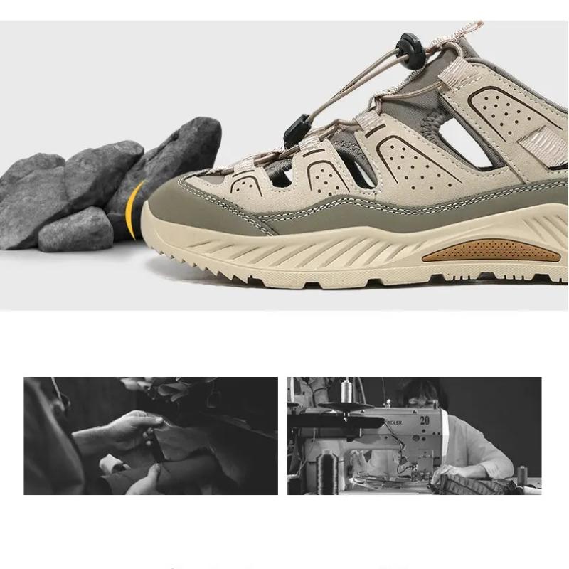 Mens Leather Beach Sandals Quick Dry Water Shoes Non Slip Summer Outdoor Walking Flip Flop Cool Casual Sandalias Man Beach Flats