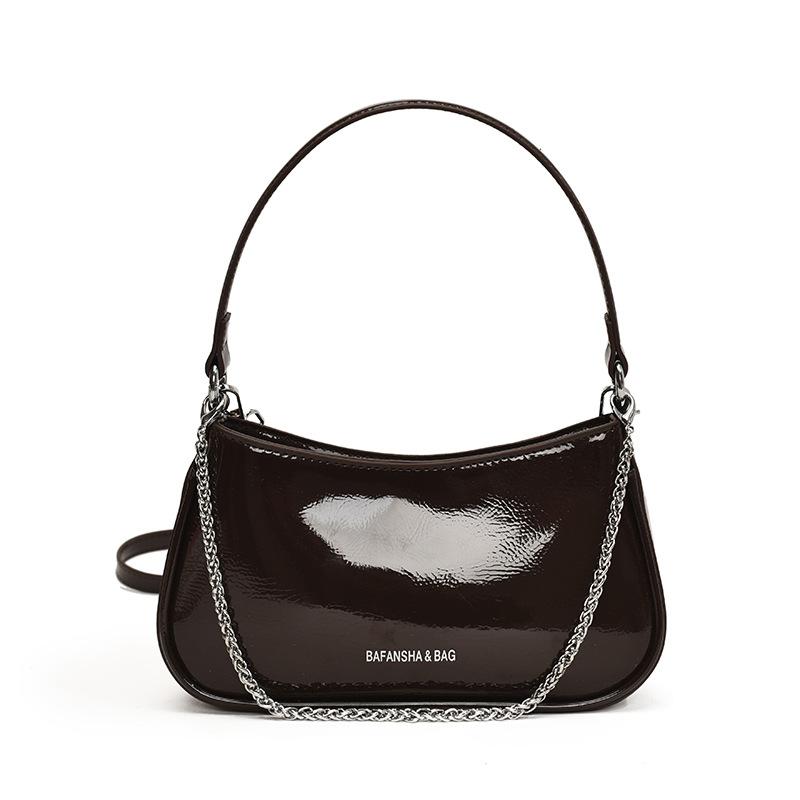 Korean Light Luxury Niche Texture Retro Chain Portable Underarm Bag Versatile Simple Commuter Solid Color Messenger Bag Women